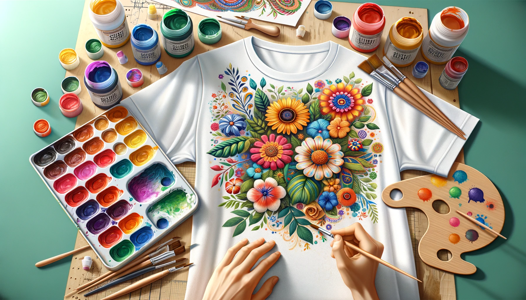 نقاشی و رنگ آمیزی روی پارچه لباس تی شرت