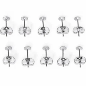 سوزن گوشواره سوزنی استیل ضد حساسیت نقره ای بسته 10